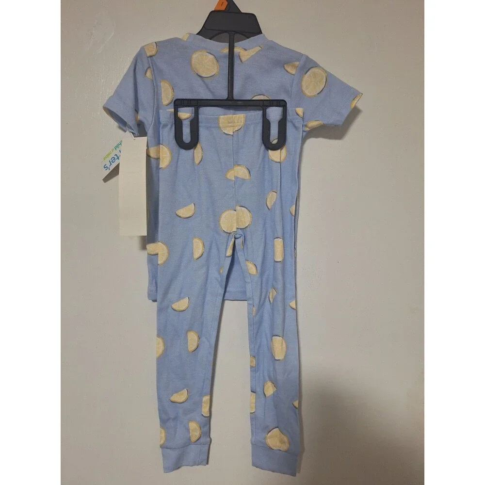 NWT Carters Child of Mine Toddler Girls Pajamas 4T 2 Piece Set Light Blue Lemon